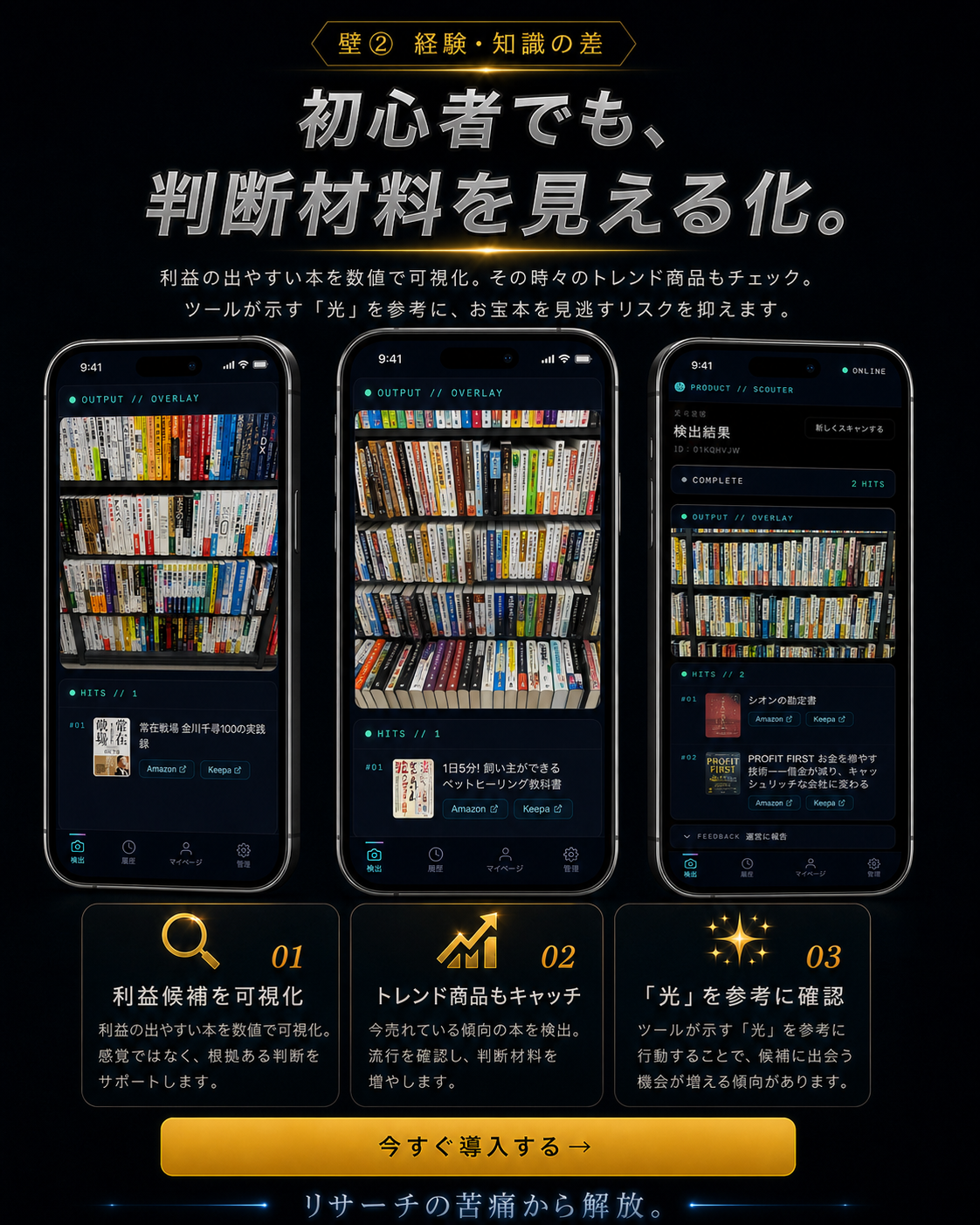 初心者でも仕入れ判断の精度をサポート。利益候補を可視化し、トレンド商品もキャッチします。